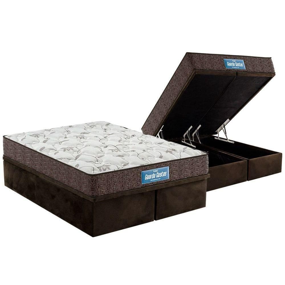 Cama Box Baú King: Colchão Ortopédico Probel D28 / Ep Double Face + Base Brown(193X203)