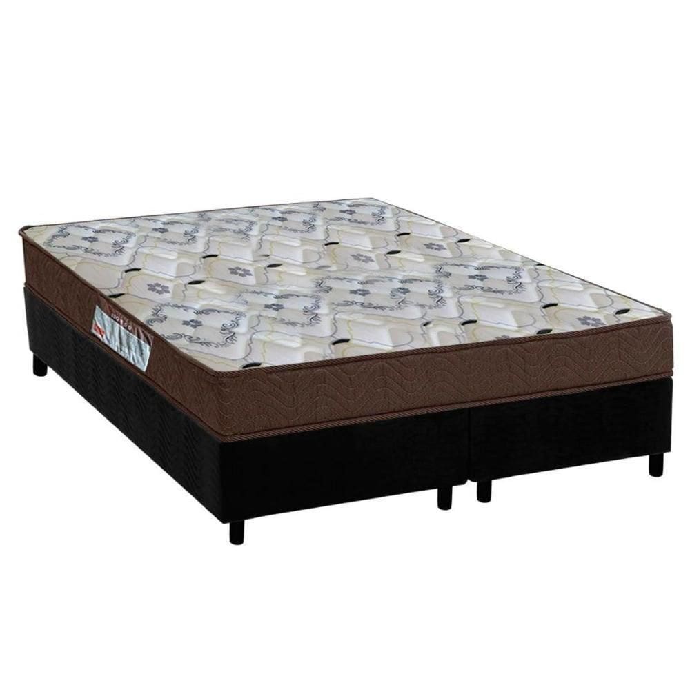 Cama Box Queen: Colchão Espuma D45 Ortobom /Ep Fort Tech Iso 150 + Base Crc Suede Black(158X198)