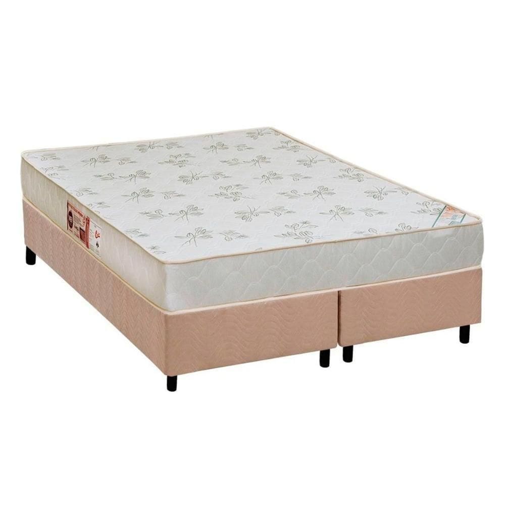 Cama Box King: Colchão Espuma Castor D33 Sleep Max Relax + Base Crc Suede Clean(193X203)