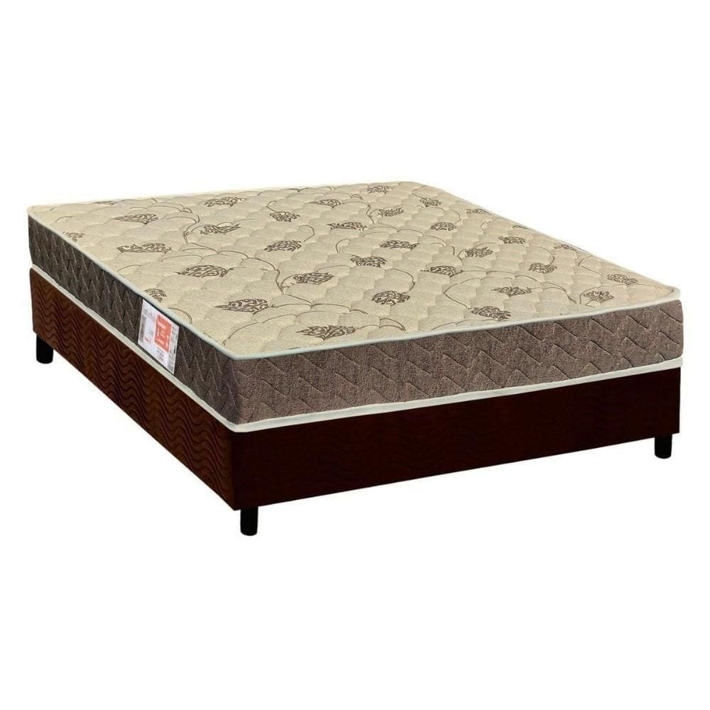 Cama Box Casal: Colchão Espuma Orthoflex D33 Comfortpedic Line + Base Crc Suede Brown(138X188)
