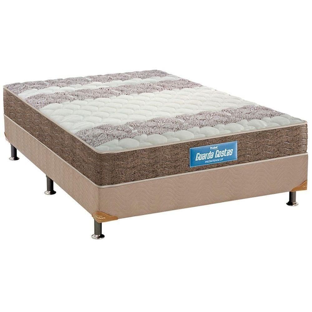 Cama Box Casal: Colchão Espuma Probel D33/Ep Guarda Costas Plus + Base Crc Suede Clean(138X188)