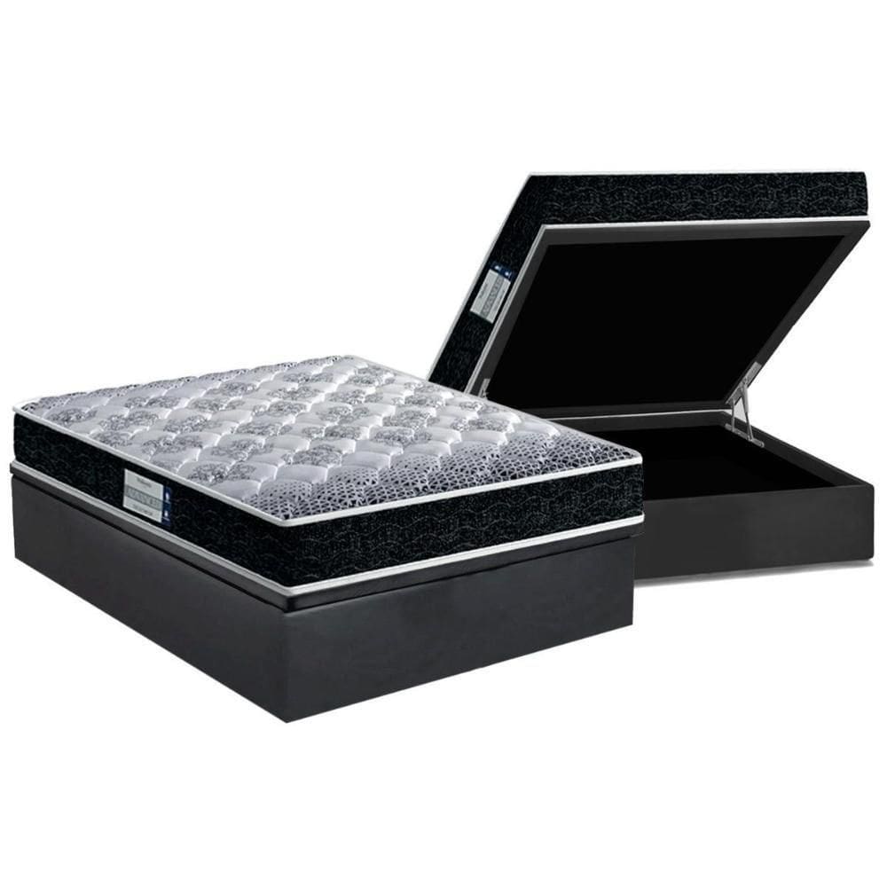Cama Box Baú Casal: Colchão Espuma Probel D33/Ep Tech1500 Double Face + Base Gray(138X188)