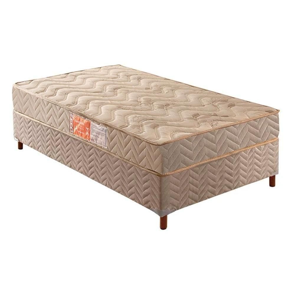 Cama Box Solteiro: Colchão Espuma Paropas D33 Pasquale + Base Crc Rústico Clean(88X188)