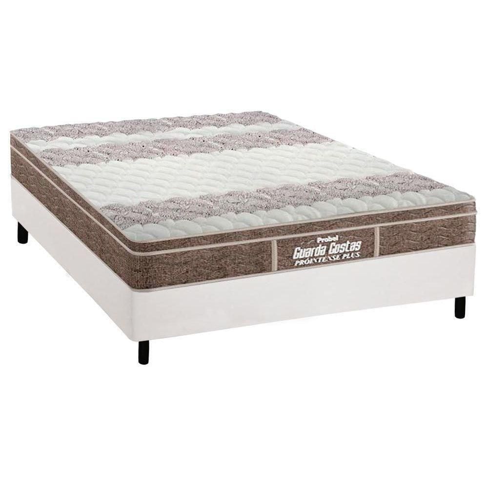 Cama Box Casal: Colchão Espuma Probel D33/Ep Guarda Costas Próintense Plus + Base White(138X188)