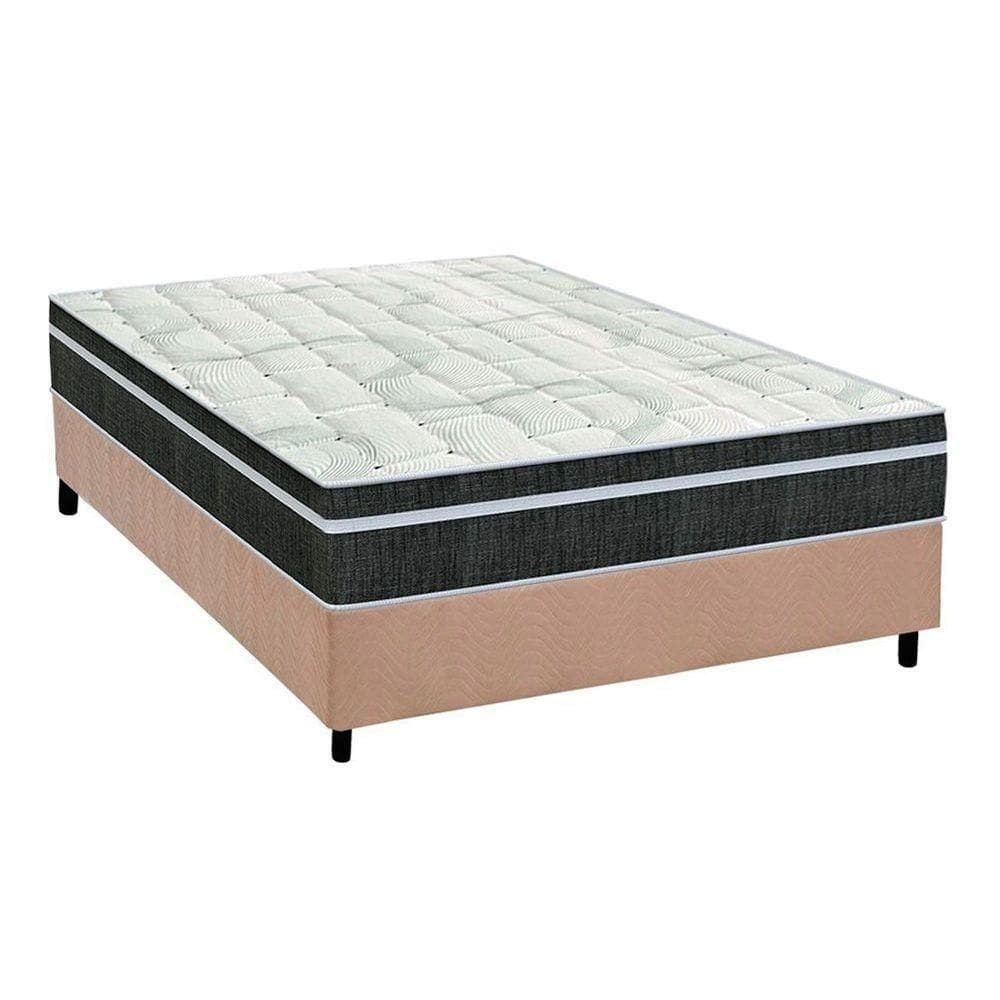 Cama Box Casal: Colchão Molas Orthoflex Bonnel Venezia + Base Crc Suede Bege(138X188)