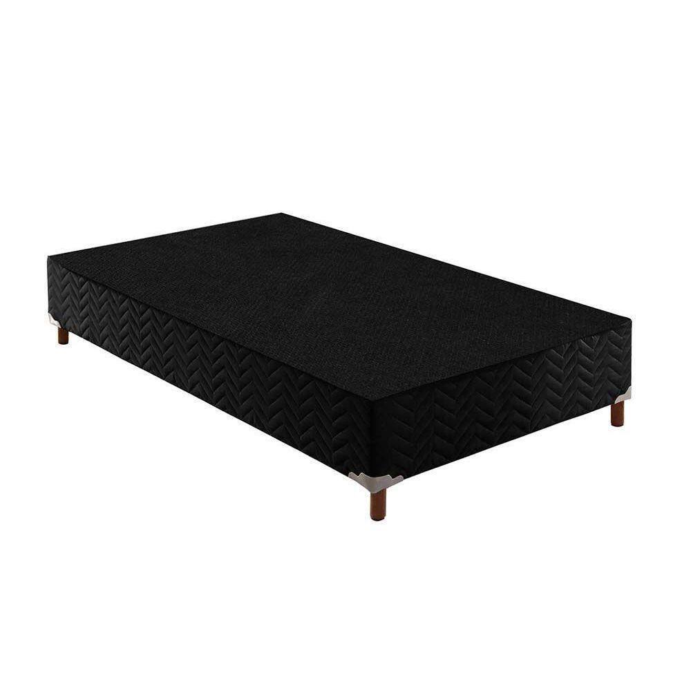 Cama Box Base Solteiro Sommier Rústico Bordado Black (88x188x30) - Paropas