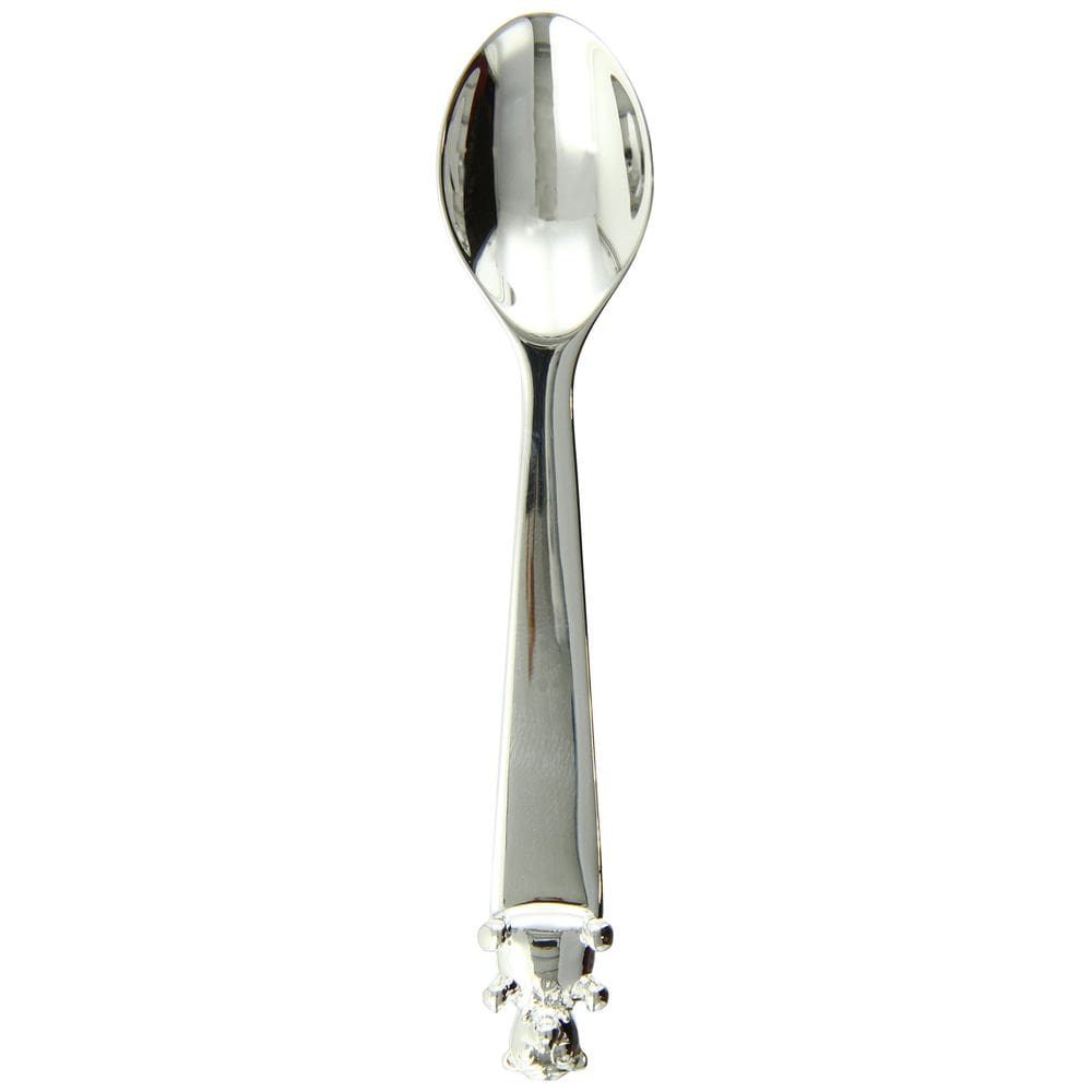 Colher de alimentação Krysaliis Sterling Silver Bear 925 com caixa de presente
