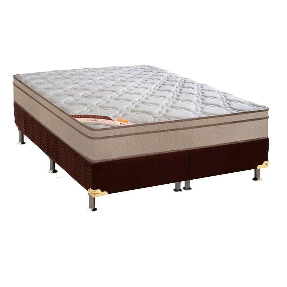 Cama Box King: Colchão Molas Castor Bonnel Revolution + Base Crc Suede Brown(193X203)