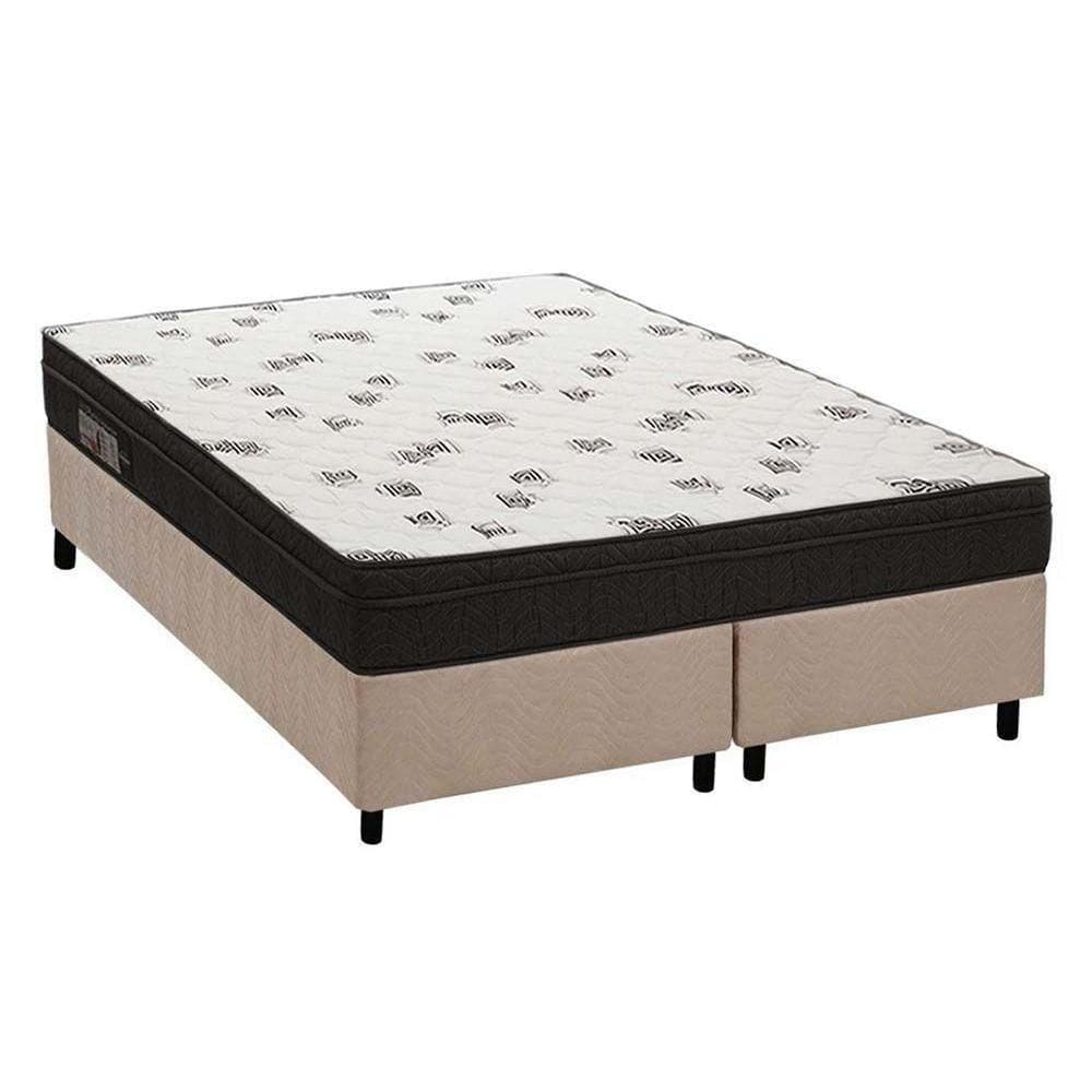 Cama Box King: Colchão Espuma D45 Ortobom Light Saúde Ortopilow + Base Crc Suede Clean(186X198)