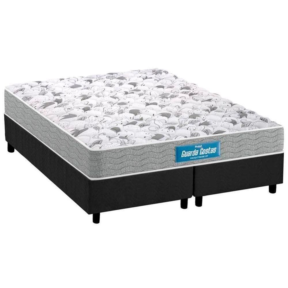 Cama Box Queen: Colchão Espuma Probel D45/Ep Guarda Costas Próextreme + Base Crc Suede Gray(158X198)