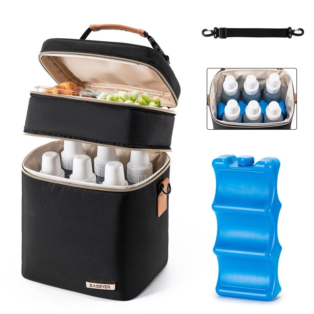 A bolsa térmica para leite materno BABEYER serve para 6 mamadeiras de até 270 ml