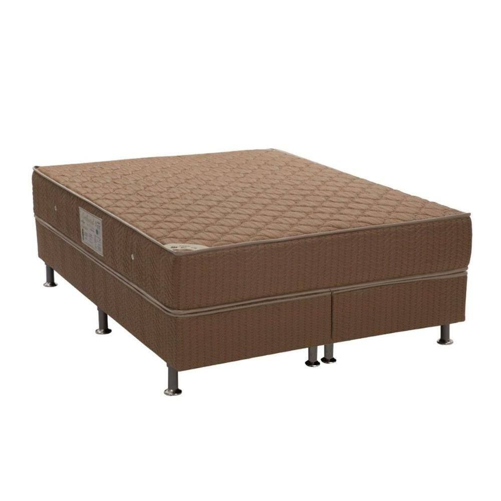 Cama Box Queen: Colchão Molas Ortobom Nanolastic Spring + Base Marrom(158X198)