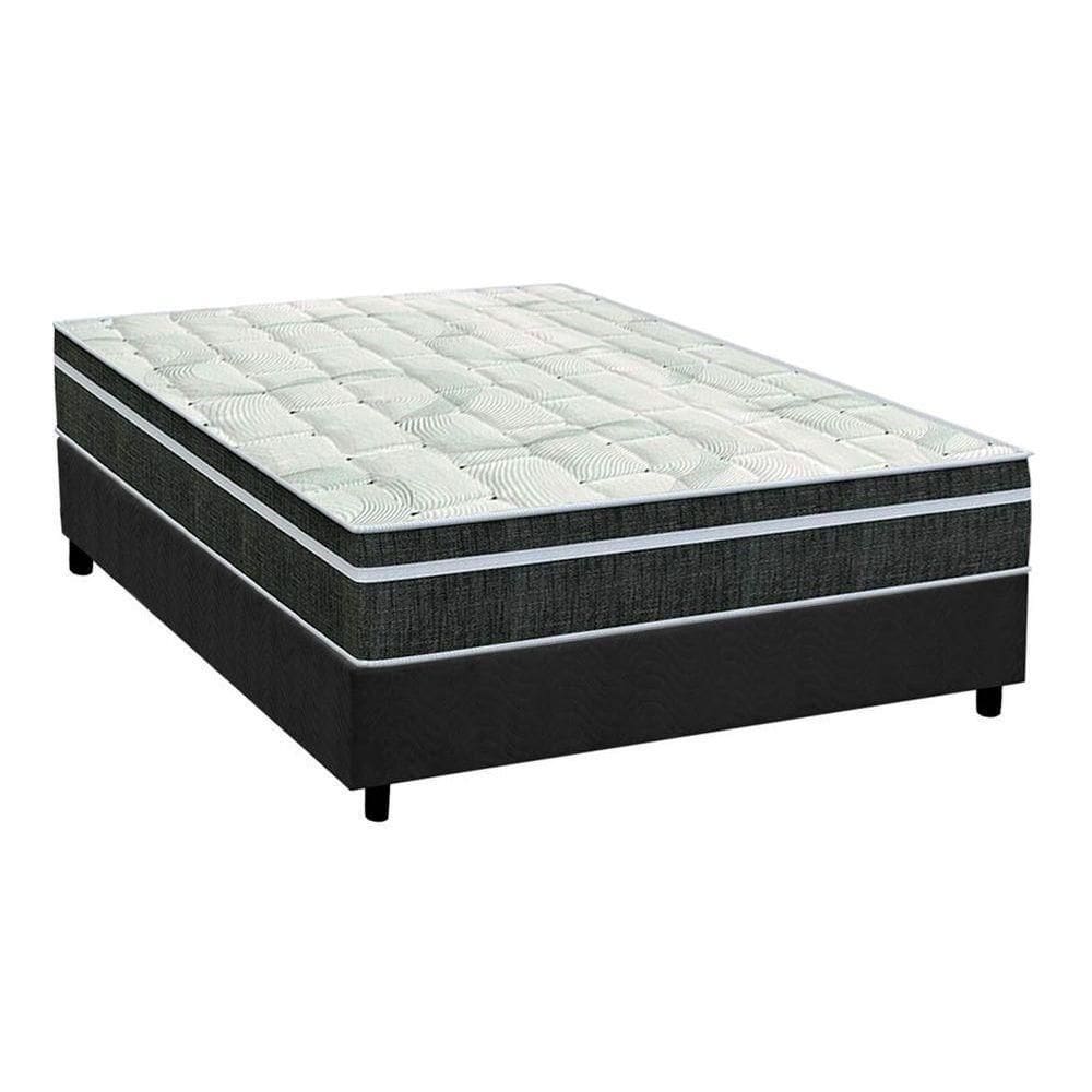 Cama Box Casal: Colchão Molas Orthoflex Bonnel Venezia + Base Crc Suede Cinza(138X188)