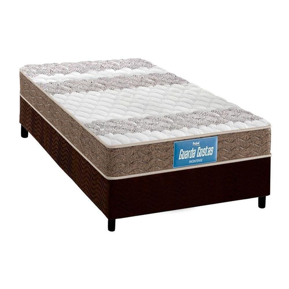 Cama Box Solteiro: Colchão Espuma D33 Probel -ep Anatômico Guarda Costas Próintense Double Face + Base Crc Suede Brown(88x188)