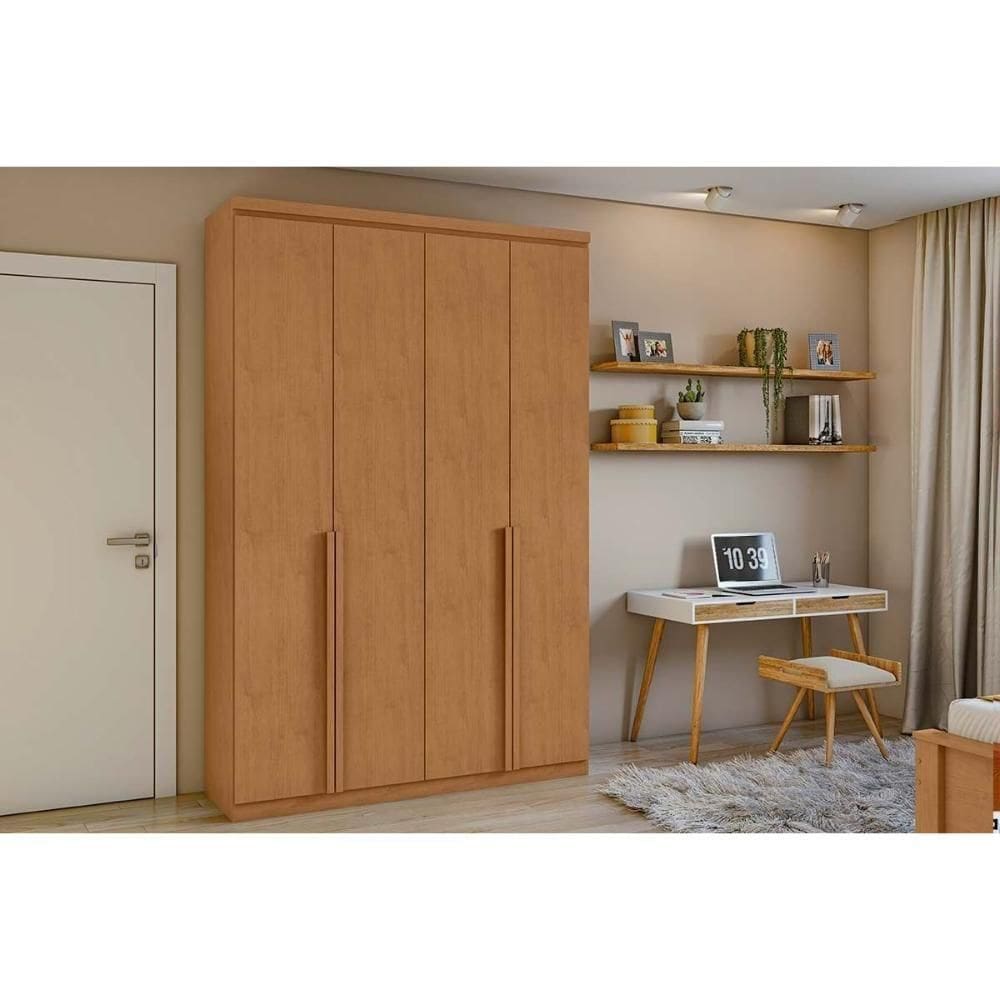 Guarda Roupa 4 Portas E 2 Gavetas Alonzo New Amendoa Clean - Lopas