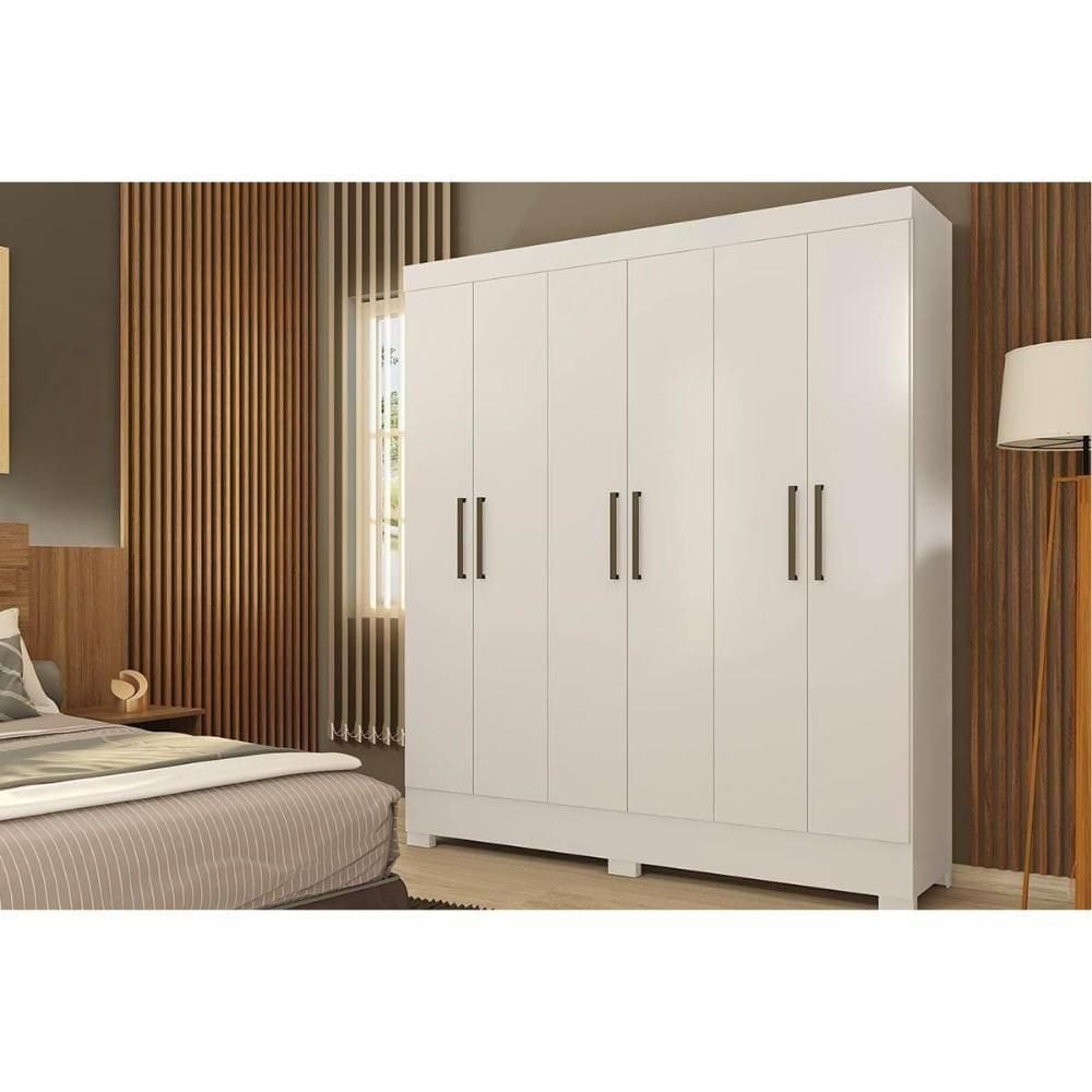 Guarda Roupa Solteiro 6 Portas E 2 Gavetas Verso Branco Demóbile