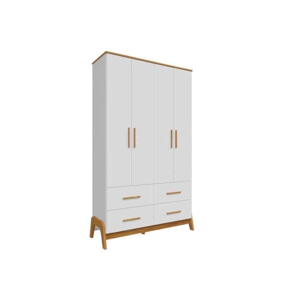 Guarda Roupa Infantil Guti 4 Portas E 4 Gavetas Branco-amendoa Peroba