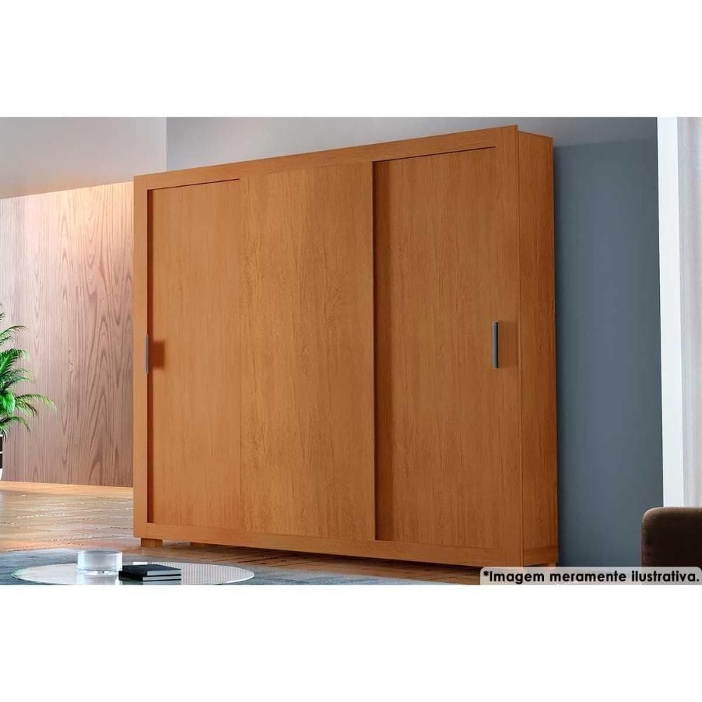 Guarda Roupa 3 Portas De Correr E 4 Gavetas C/ Pés Veneza Flex Naturalle/ripado 3d - Rufato