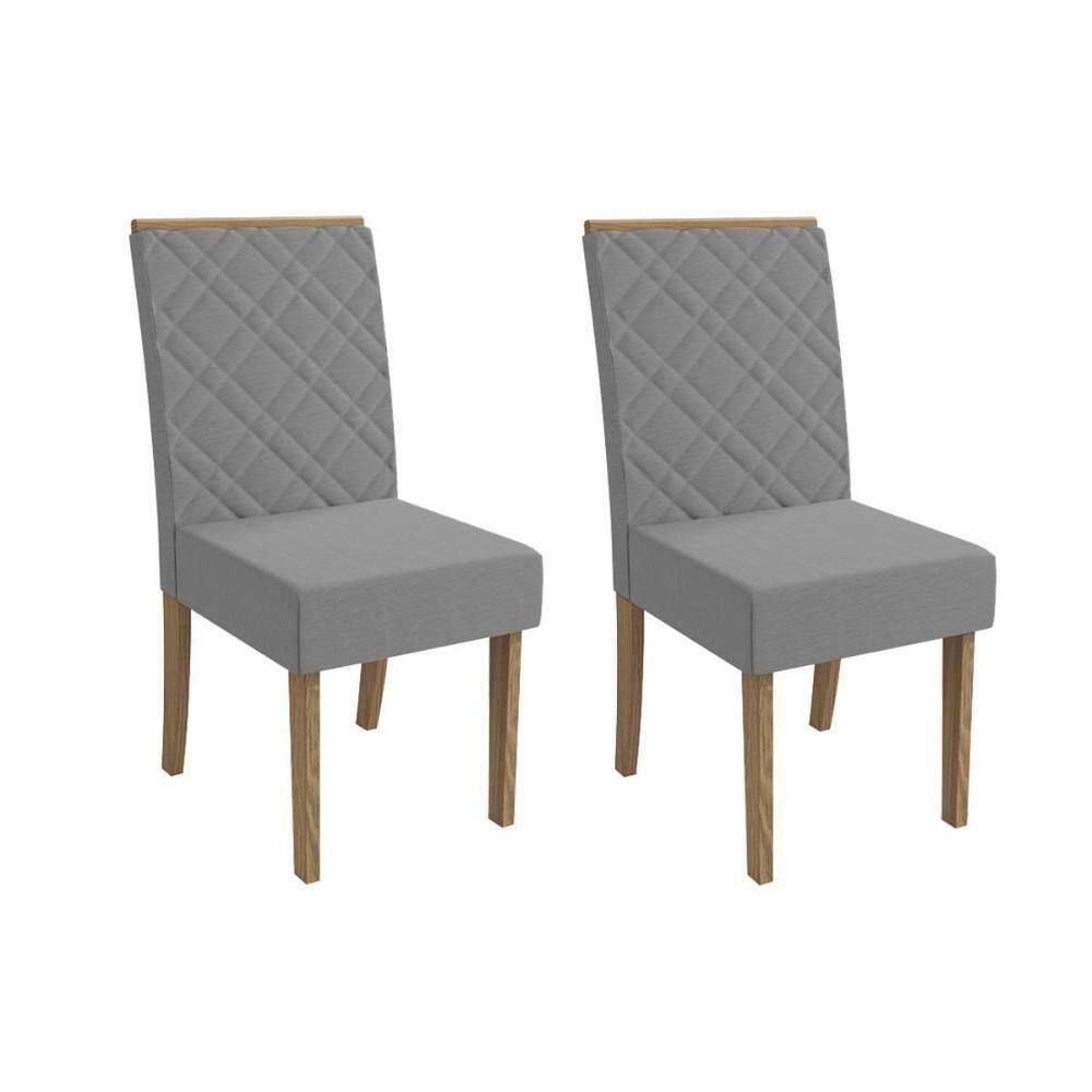 Cadeira Sala De Jantar 2cad149ng Kit 2 Un Nogueira-linho Cinza A056 - Kappesberg