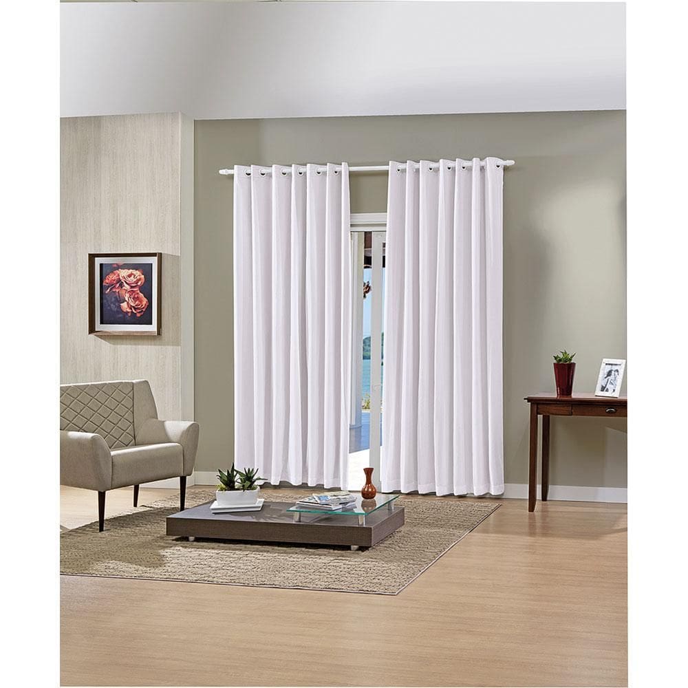 Cortina para Varão com Blackout 240x160cm Bella Janela Pratika Lisa Branca