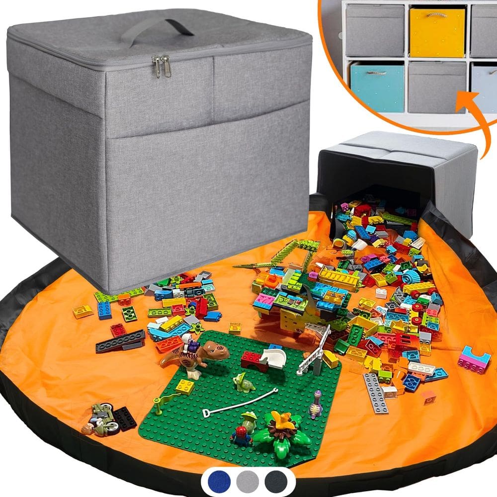 Organizador de armazenamento de brinquedos STARSIKO XL com tapete de jogo 13x13x15 polegadas