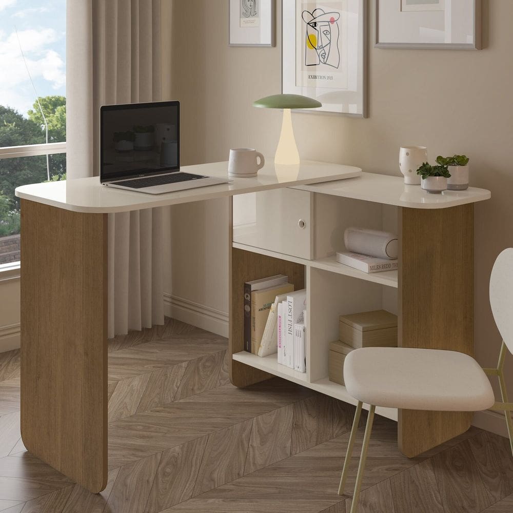 Escrivaninha para Escritório Nomad 114,0cm X 92,0cm X 73,5cm Cinamomo /Off White