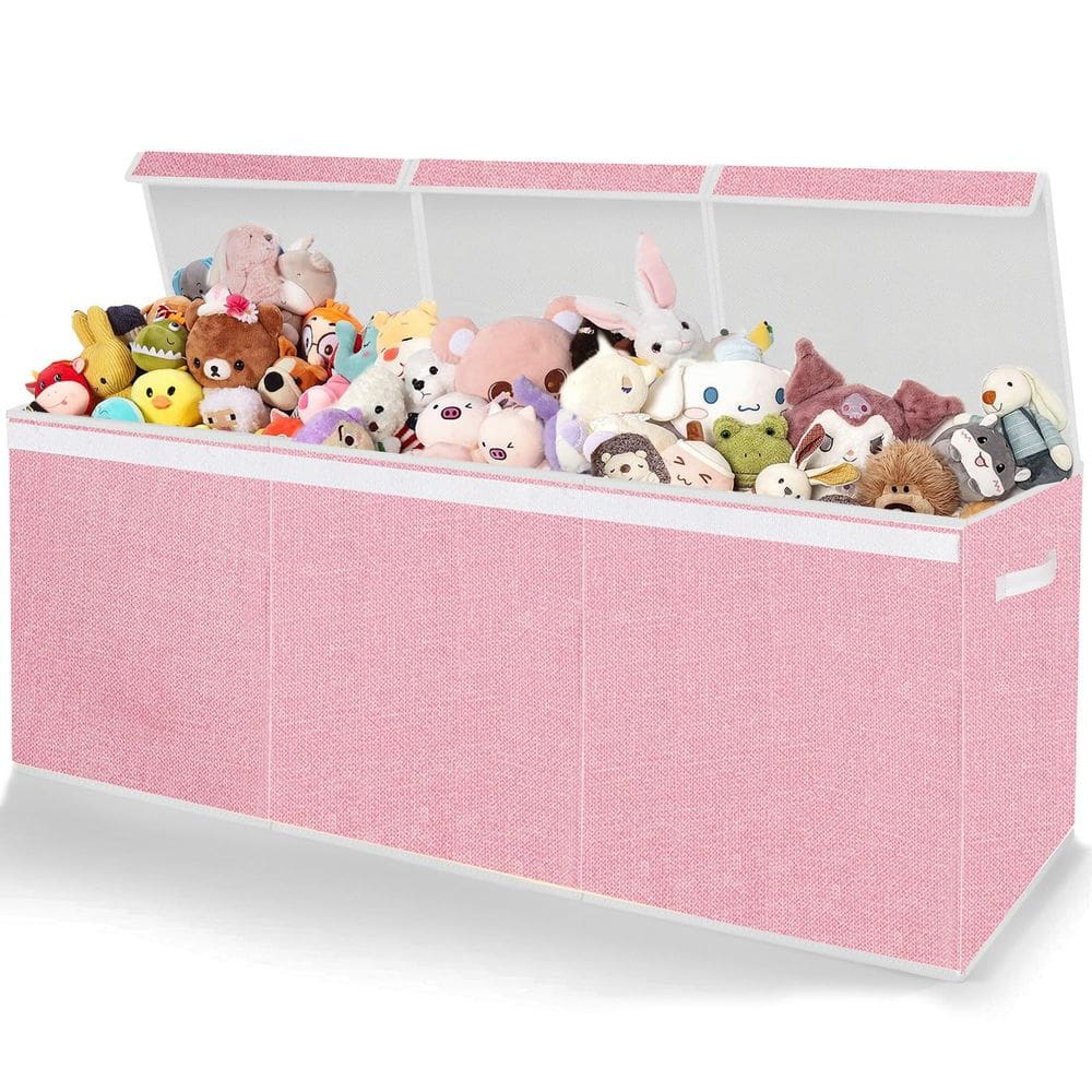 Caixa de brinquedos para armazenamento de brinquedos, caixa de brinquedos, despensa, extra grande, rosa