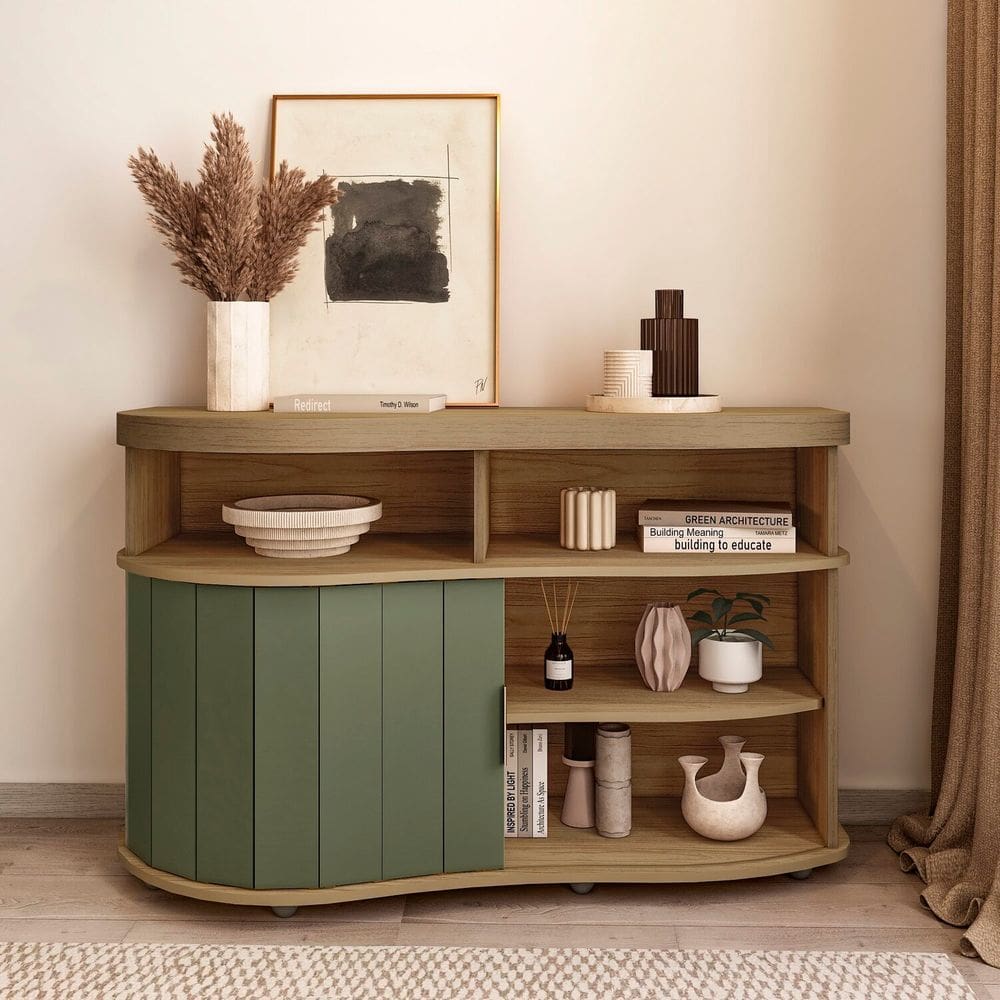 Buffet para Sala de Estar Magnum 120,0cm X 75,0cm X 45,0cm Carvalho /Off White /Menta