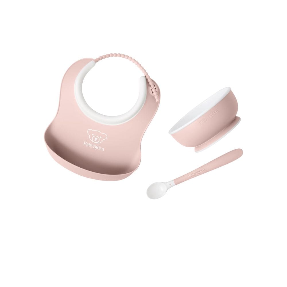 Conjunto de alimentação para bebês BabyBjörn, 3 peças, rosa em pó, sem BPA