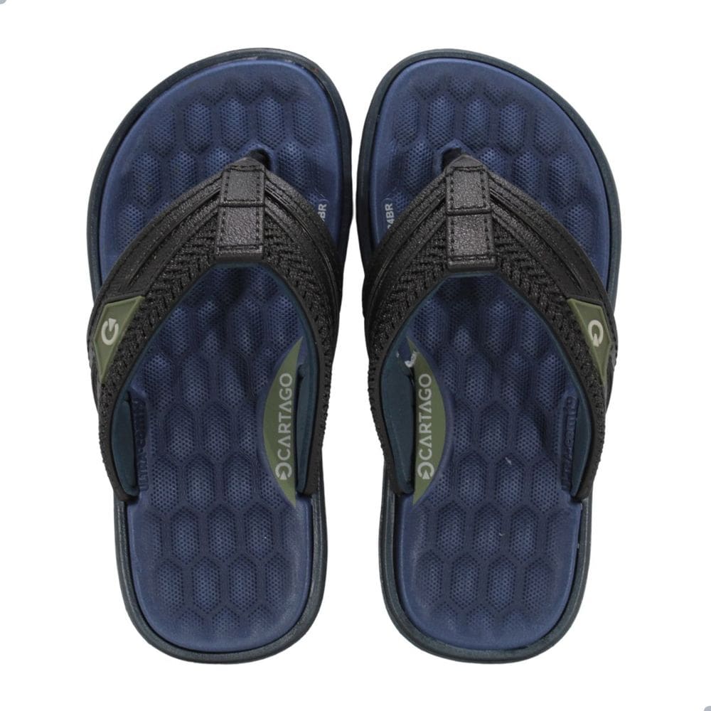 Chinelo Infantil Cartago Malta Vi Preto e Azul