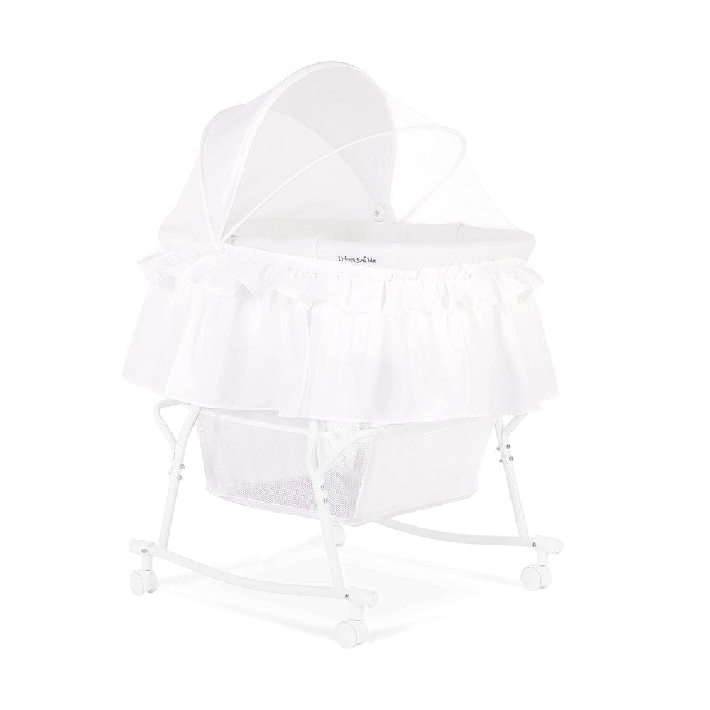 Bassinet Dream On Me Lacy portátil 2 em 1 branco com armazenamento