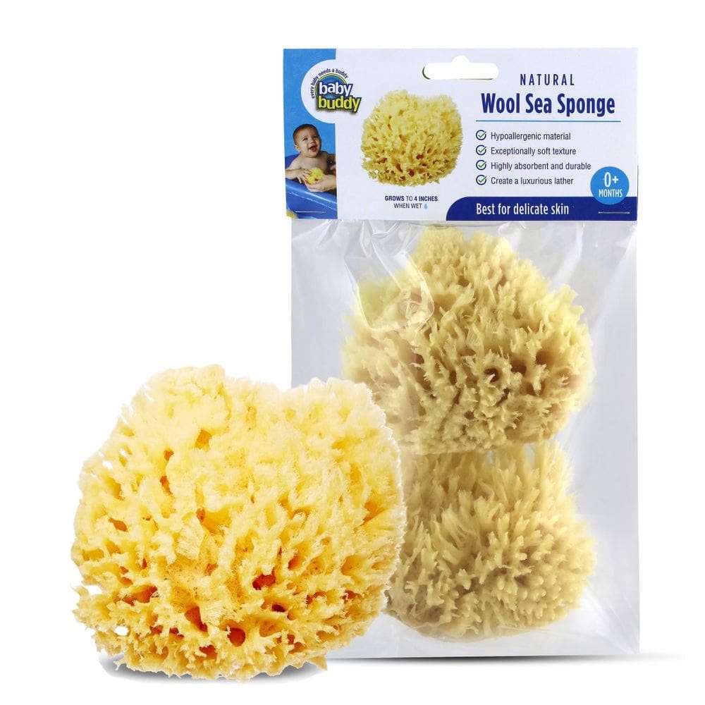 Pacote com 2 banheiras de lã natural Sea Sponge Baby Buddy para recém-nascidos