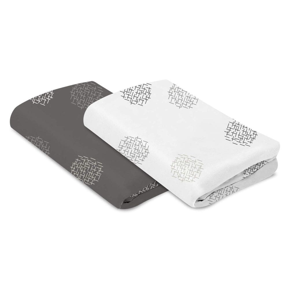Lençóis de berço 4moms Breeze 100% algodão branco e cinza, pacote com 2