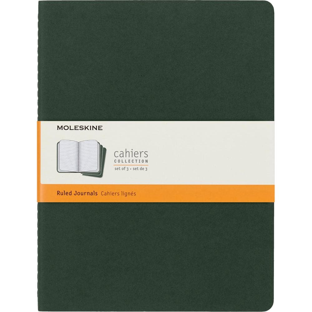 Capa macia Journal Moleskine Cahier GG Myrtle Green (conjunto de 3)