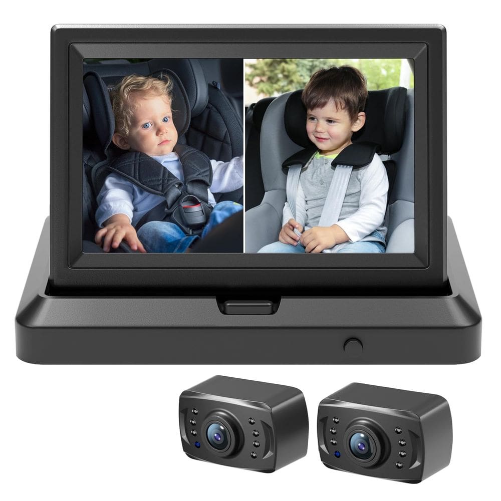 Câmera de carro de bebê Itomoro HD 1080P de canal duplo com 2 câmeras IR