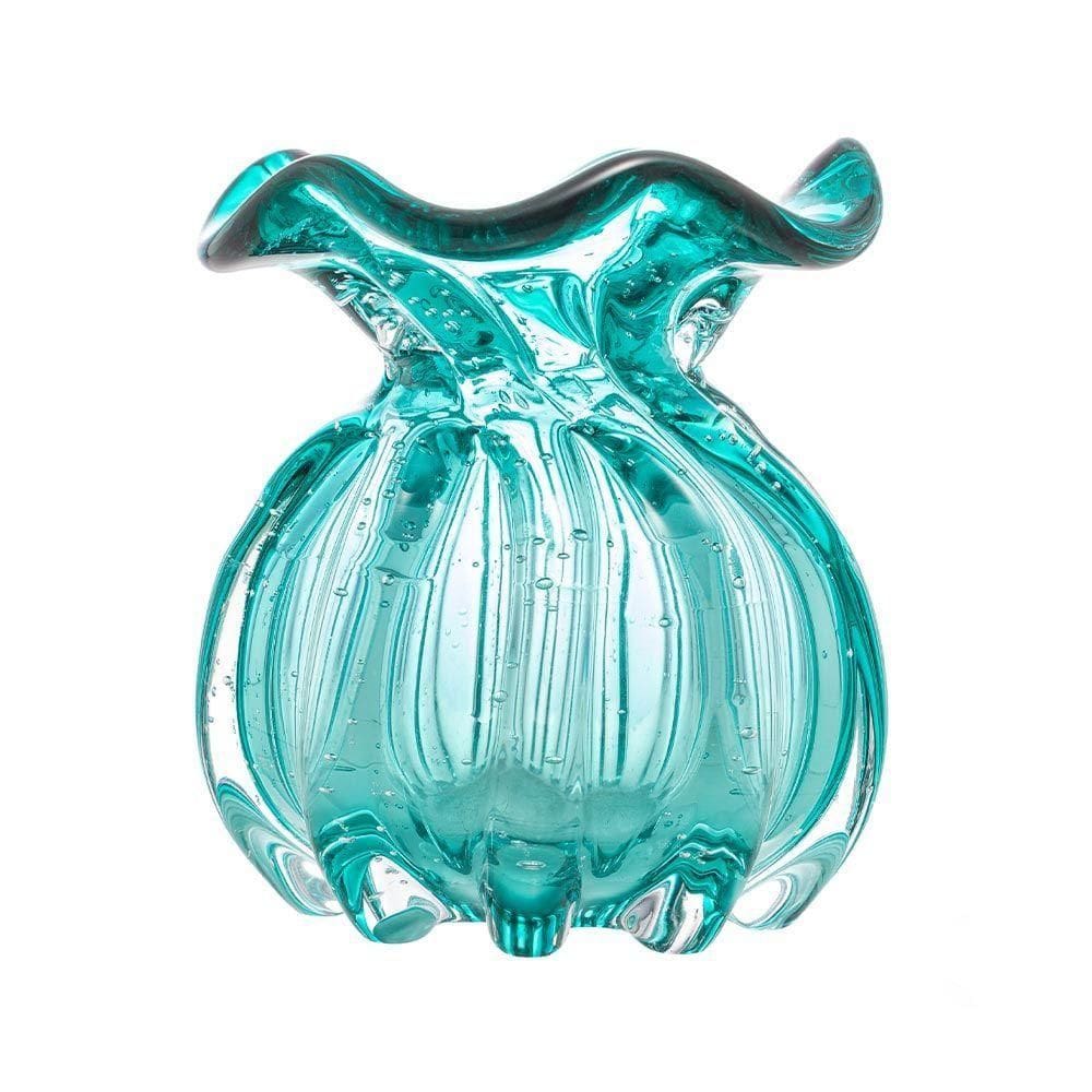 Vaso Murano De Vidro Italy Azul Tiffany 10x11cm Wolff