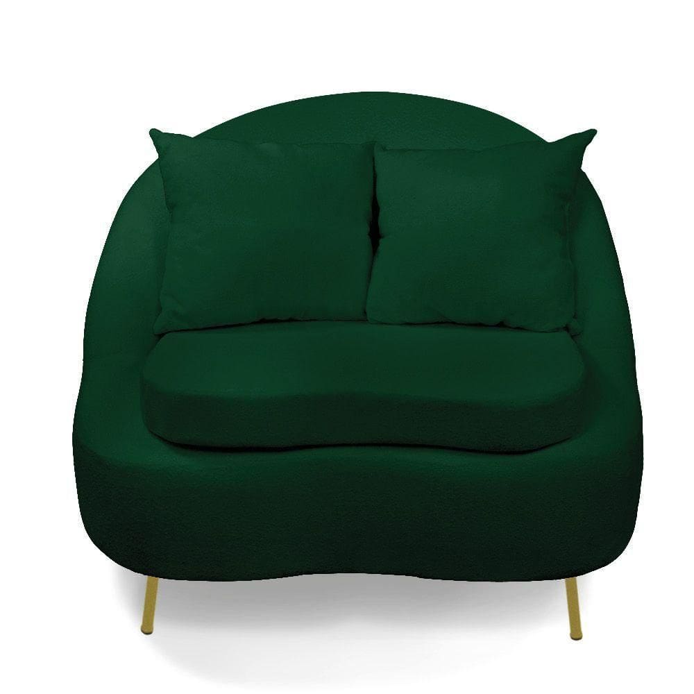 Poltrona Decorativa Orgânica Pé Ferro Dou Zaya Bouclê C05 Verde