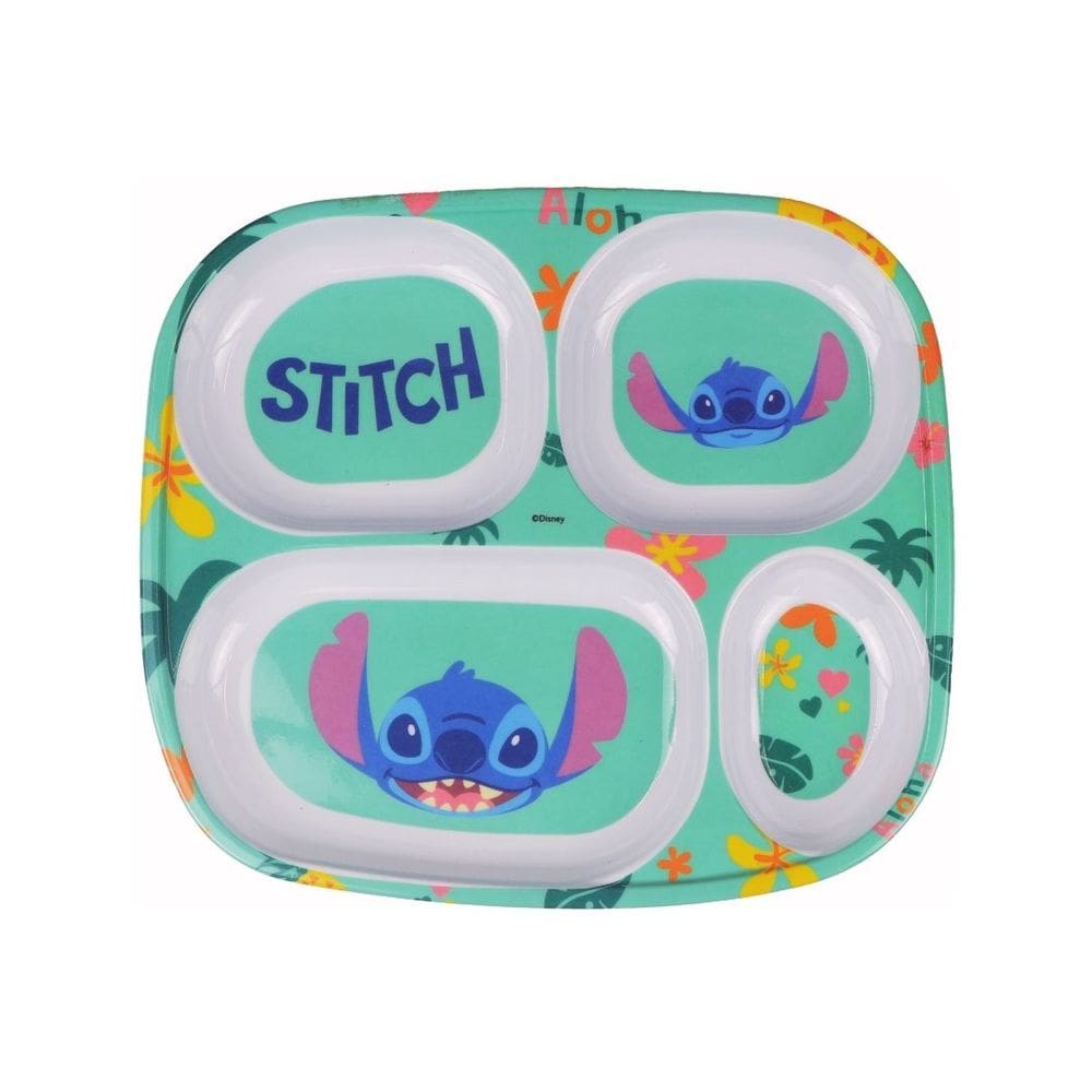 Prato Refeição Infantil com Divisórias Melamina Stitch Disney - Tuut