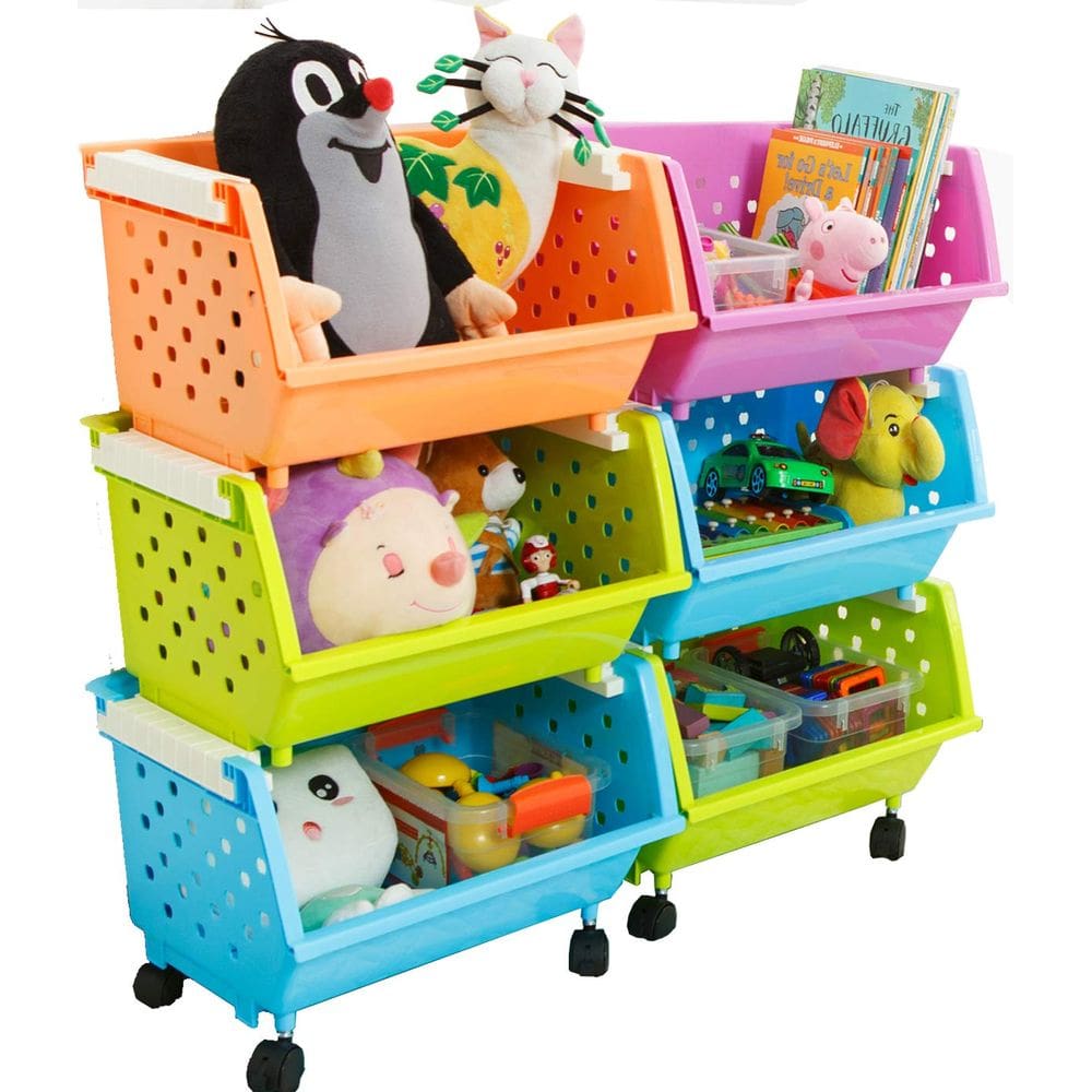 Organizador de armazenamento de baús de brinquedos MAGDESIGNER Kids com 6 cestos