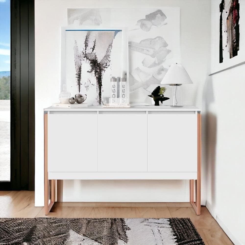 Buffet Aparador Industrial para Sala Dakar Branco Cobre