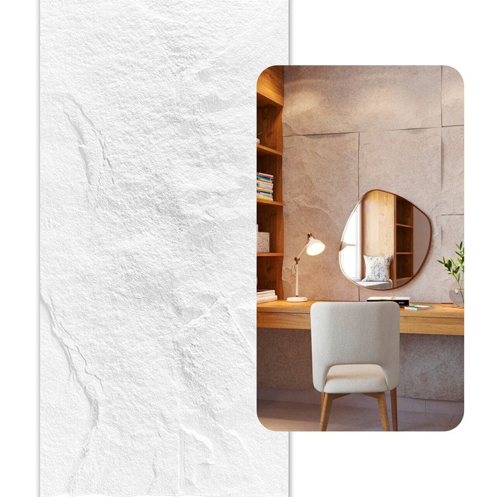 Pedra Leve Rocha 3D Cor Branco 1.20m X 0,60m