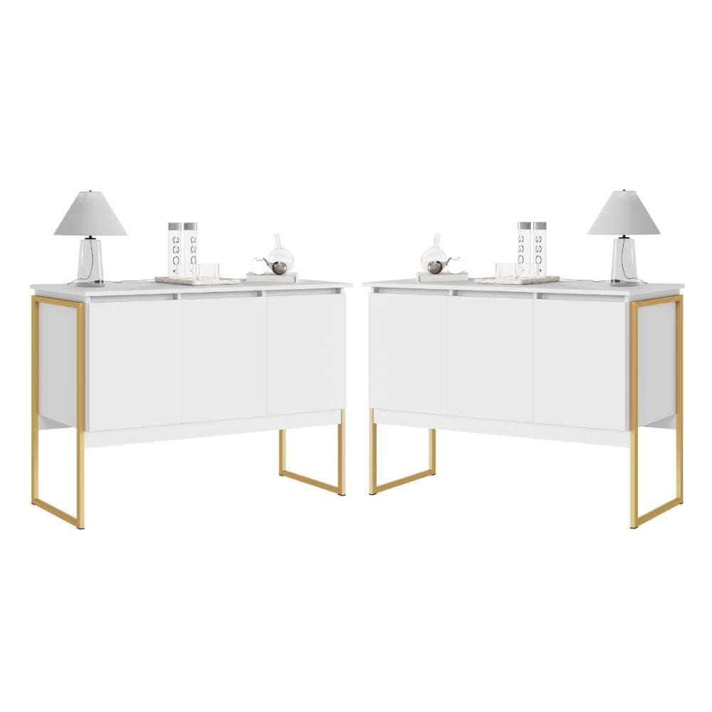 Jogo de Buffets Modernos Verona Branco Dourado