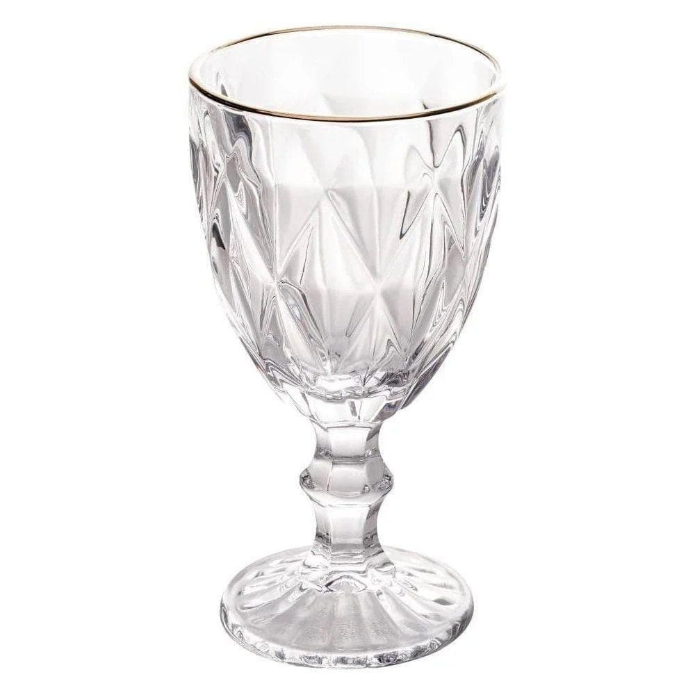 Taça De Água Com Filete Dourado Diamond Lyor 325ml - Vidro