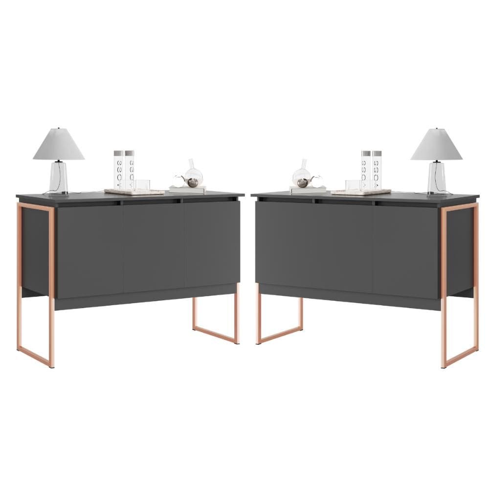 Jogo de Buffets Modernos Verona Preto Cobre