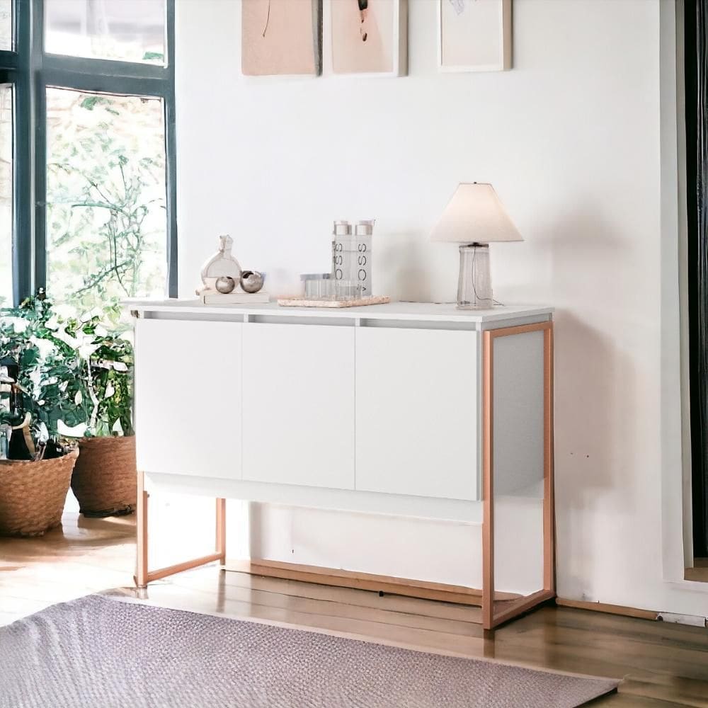 Buffet Aparador com 3 Portas Miami Branco Cobre