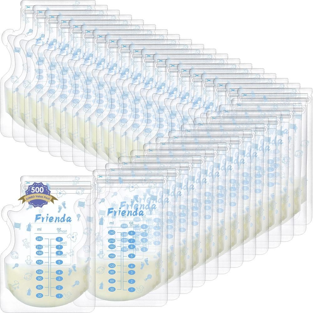 Sacos de armazenamento de leite materno Sherr 500 unidades de 240 ml com bico de limpeza