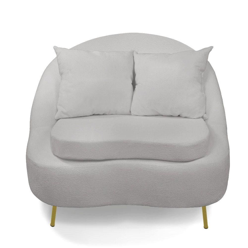 Poltrona Decorativa Orgânica Pé Ferro Dou Zaya Bouclê Cinza