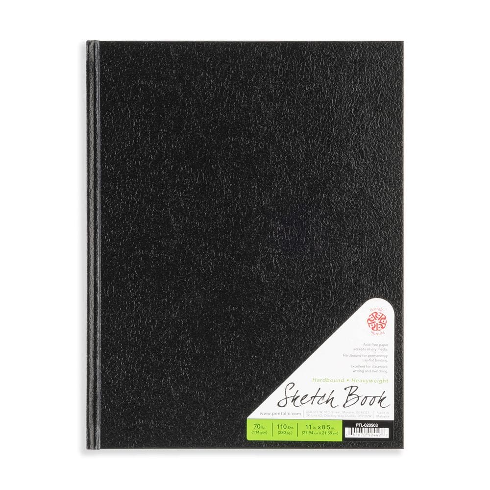 Caderno de esboços Pentalic Hardbound 8,5x11 110 folhas preto