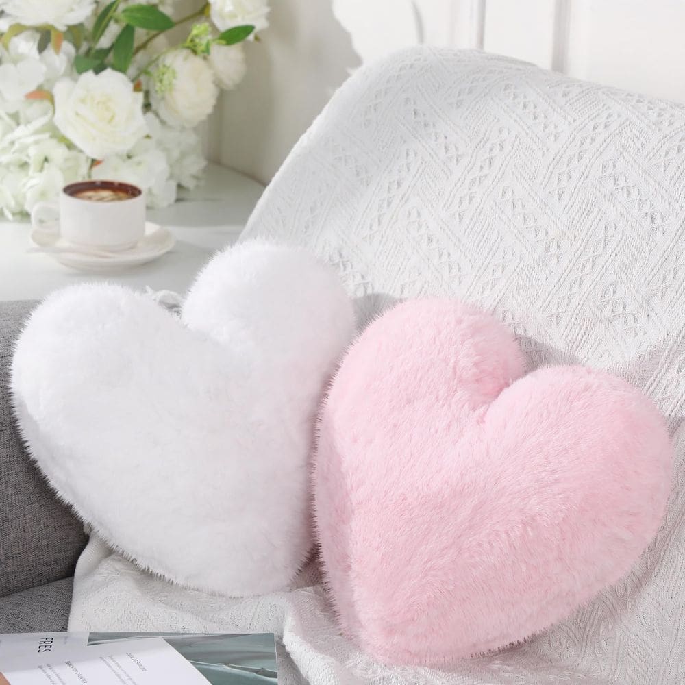 Almofada Marsui Fluffy em forma de coração x2 camarão rosa