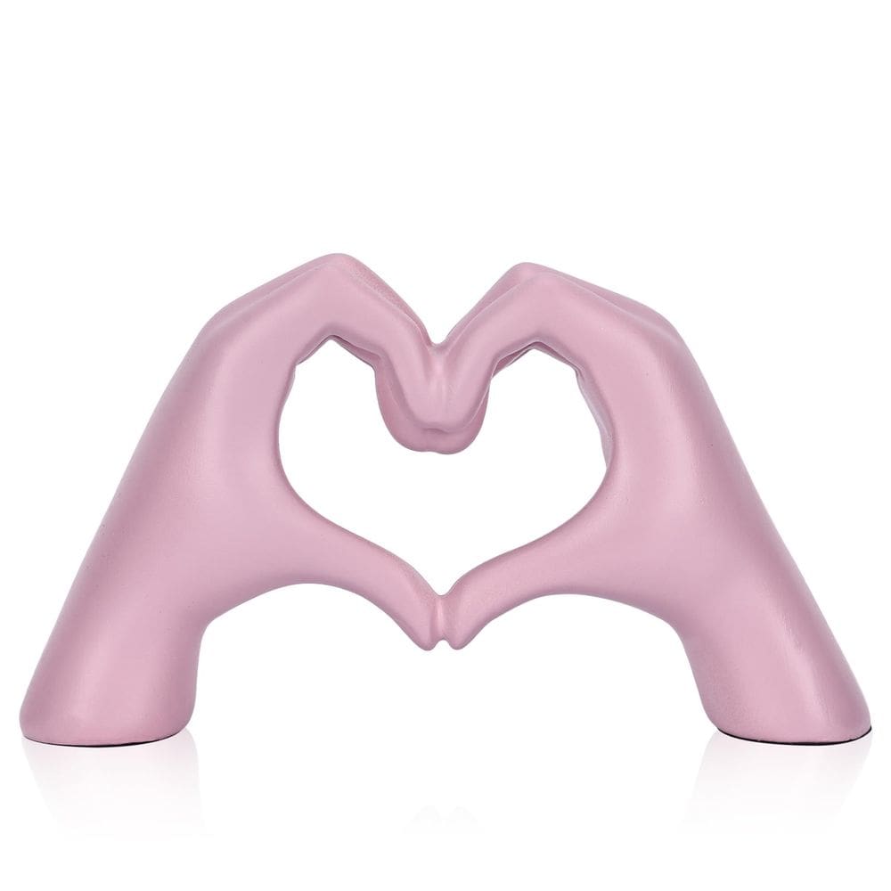 Estatuetas decorativas DOVDOV Estátuas de mão em forma de coração rosa
